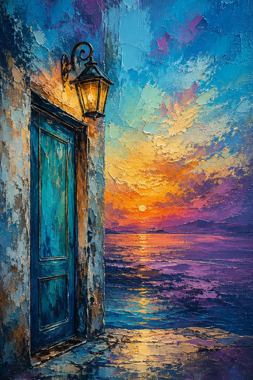 Porte sur l'Horizon — tableau peint à la main, Atelier LUNARTIA