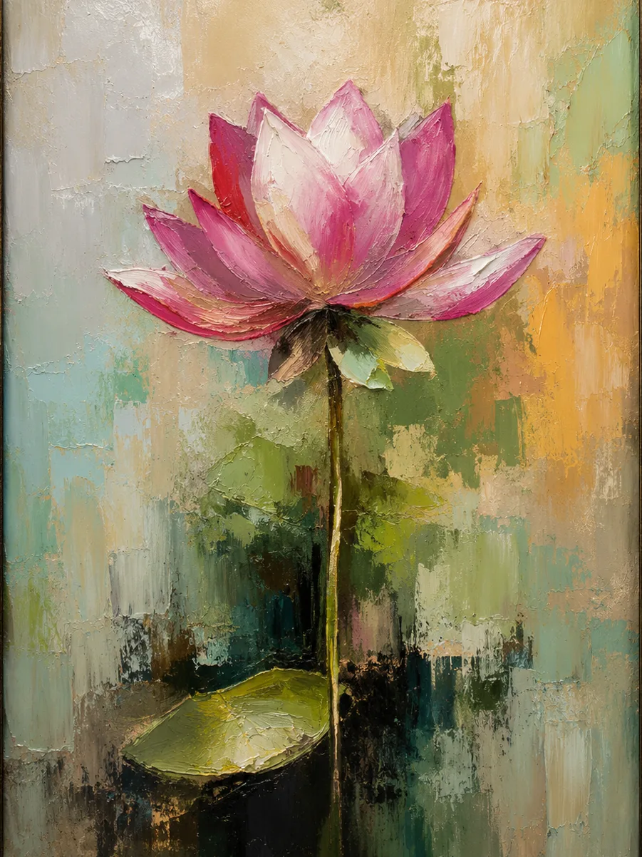 Lotus en Lumière — tableau peint à la main, Atelier LUNARTIA